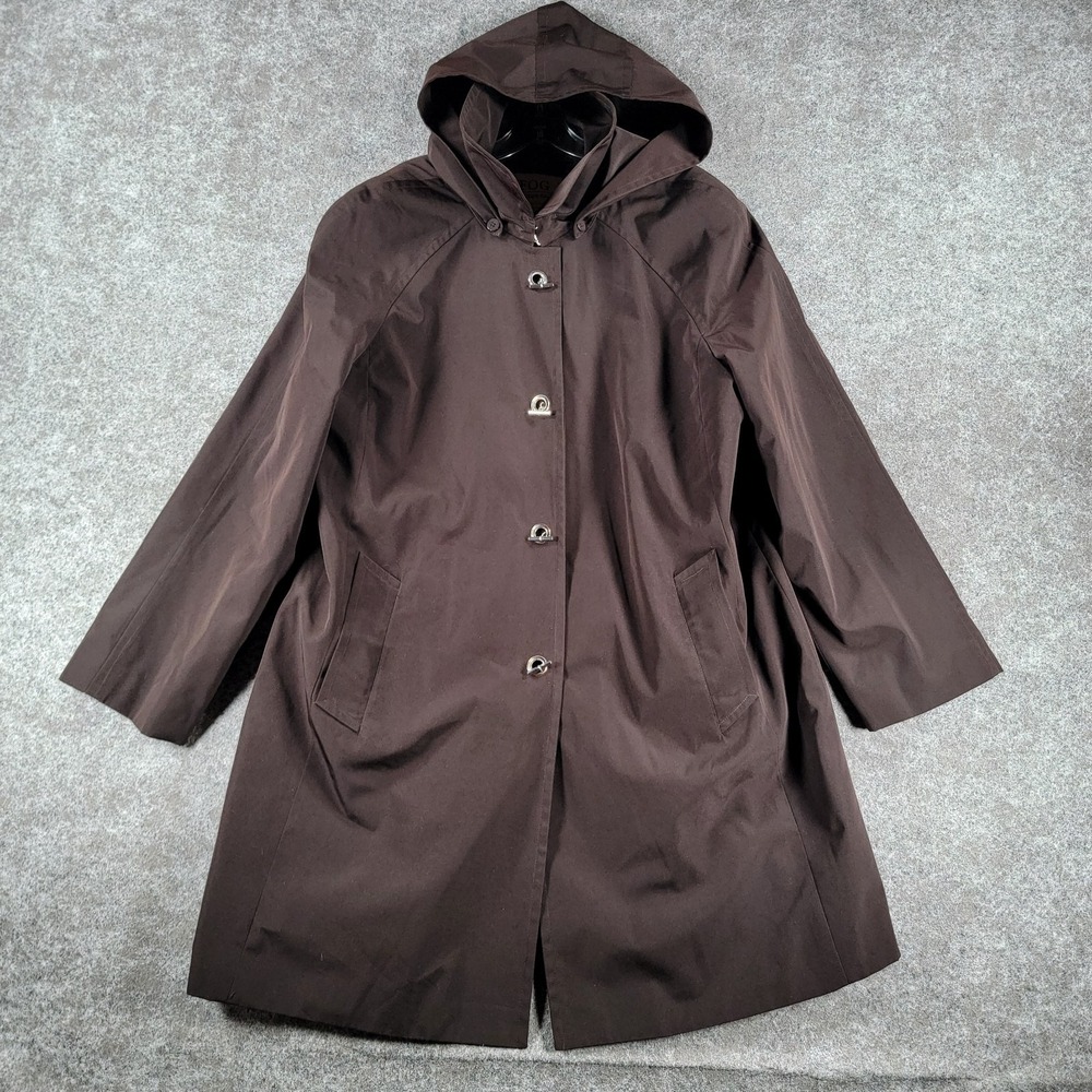 Fog/London Fog Parka Coat Womens XL Brown Hooded Silver‎ Toggle Closure Lined